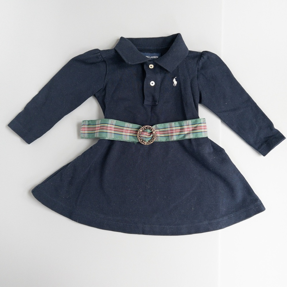 Ralph Lauren baby 12 months long sleeve dress with plaid sash belt